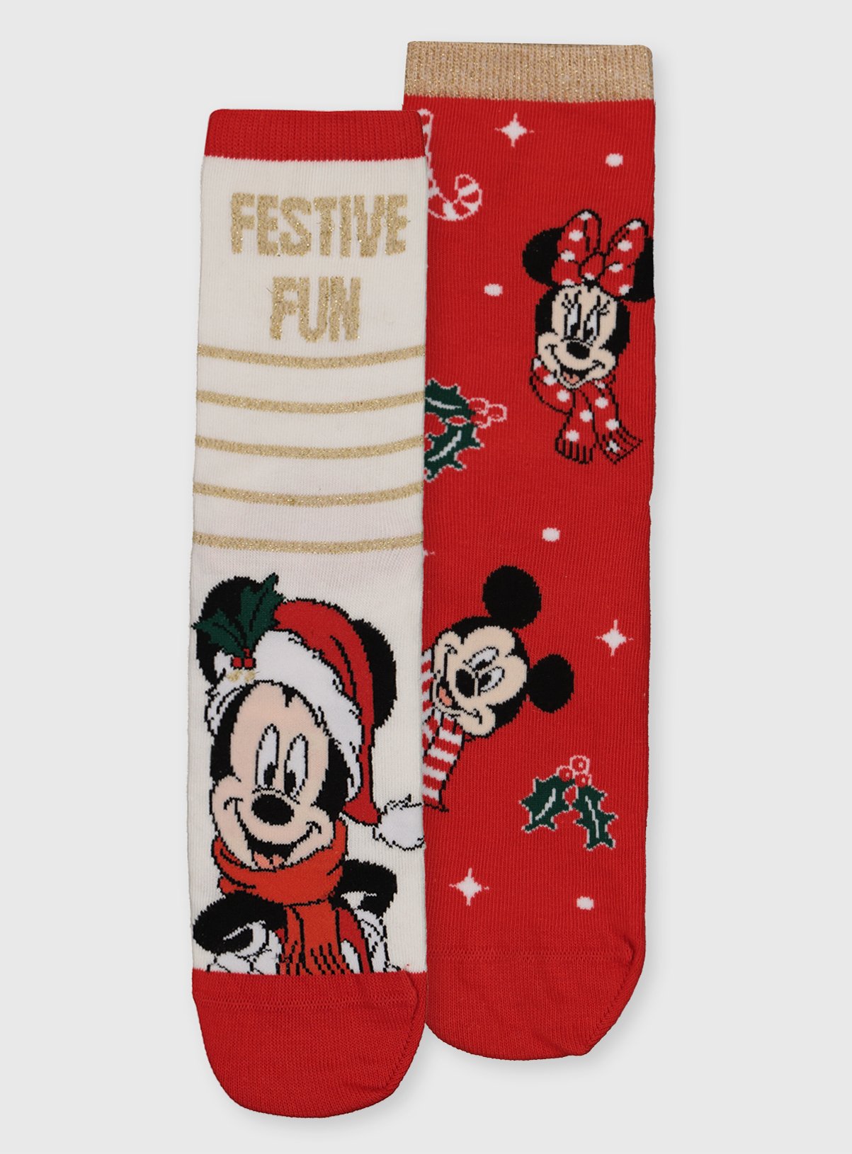 Minnie Mouse & Christmas Baby Girl/Boy 2 Pairs Socks with Disney Mickey